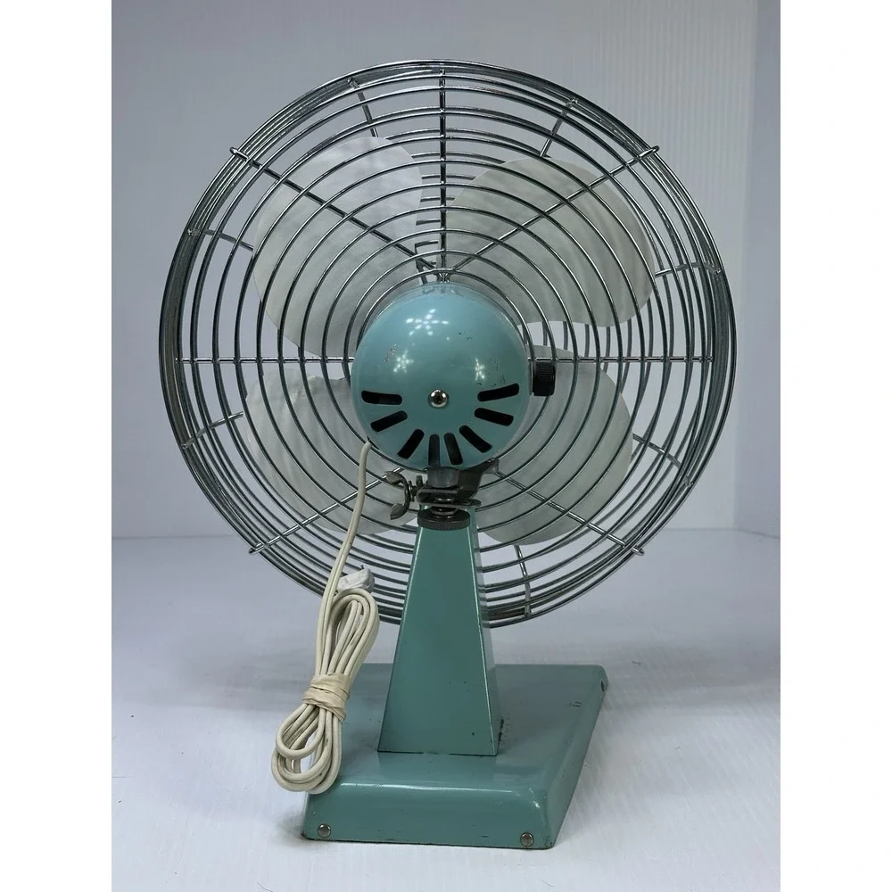 Vintage Superior Electric Model No 1000 Teal Table Fan Base No 1047white Blades